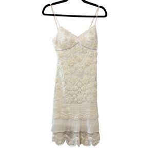 Sue Wong Crochet Lace Floral Cocktail Dress.